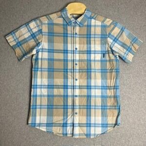 Columbia Men's Medium Blue Plaid‎ Short Sleeve Button Up Shirt